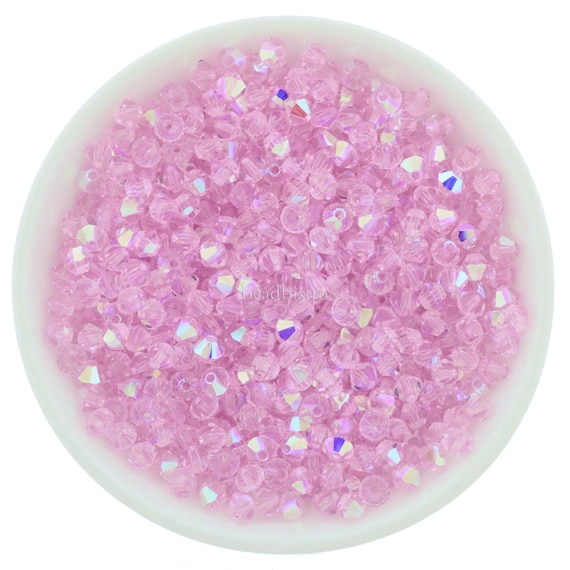 Preciosa Bicones, Pink Sapphire AB, 3mm, 4mm, 6mm, Crystal Bicone Beads