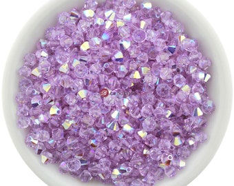 Preciosa Bicones Violet AB 3mm, 4mm, 6mm Crystal Bicones