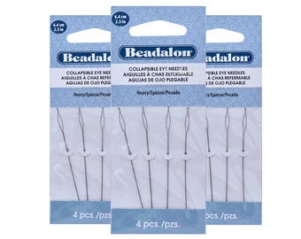 Agujas para bisutería Beadalon con ojo plegable: resistentes, 6,35 cm (paquete de 4)
