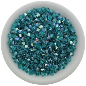 Preciosa Bicones, Blue Zircon AB, 3mm, 4mm, 6mm, Crystal Bicone Beads