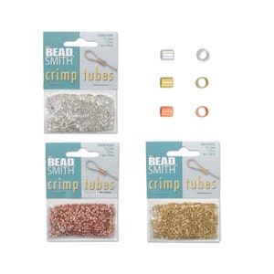 Basiselementen, maat #2: zilver, koper, goud krimpkousen, 2 x 2 mm krimpkousen door BeadSmith ~ 400 stuks