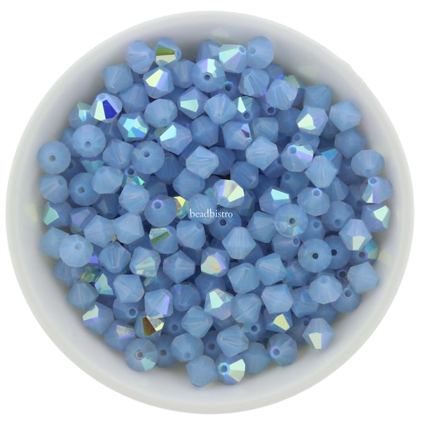 Preciosa Bicones Light Sapphire Opal AB 3mm 4mm 6mm Crystal Bicones