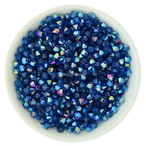 Preciosa Bicones, Capri Blue Royale, 3mm, 4mm, 6mm, Crystal Bicone Beads
