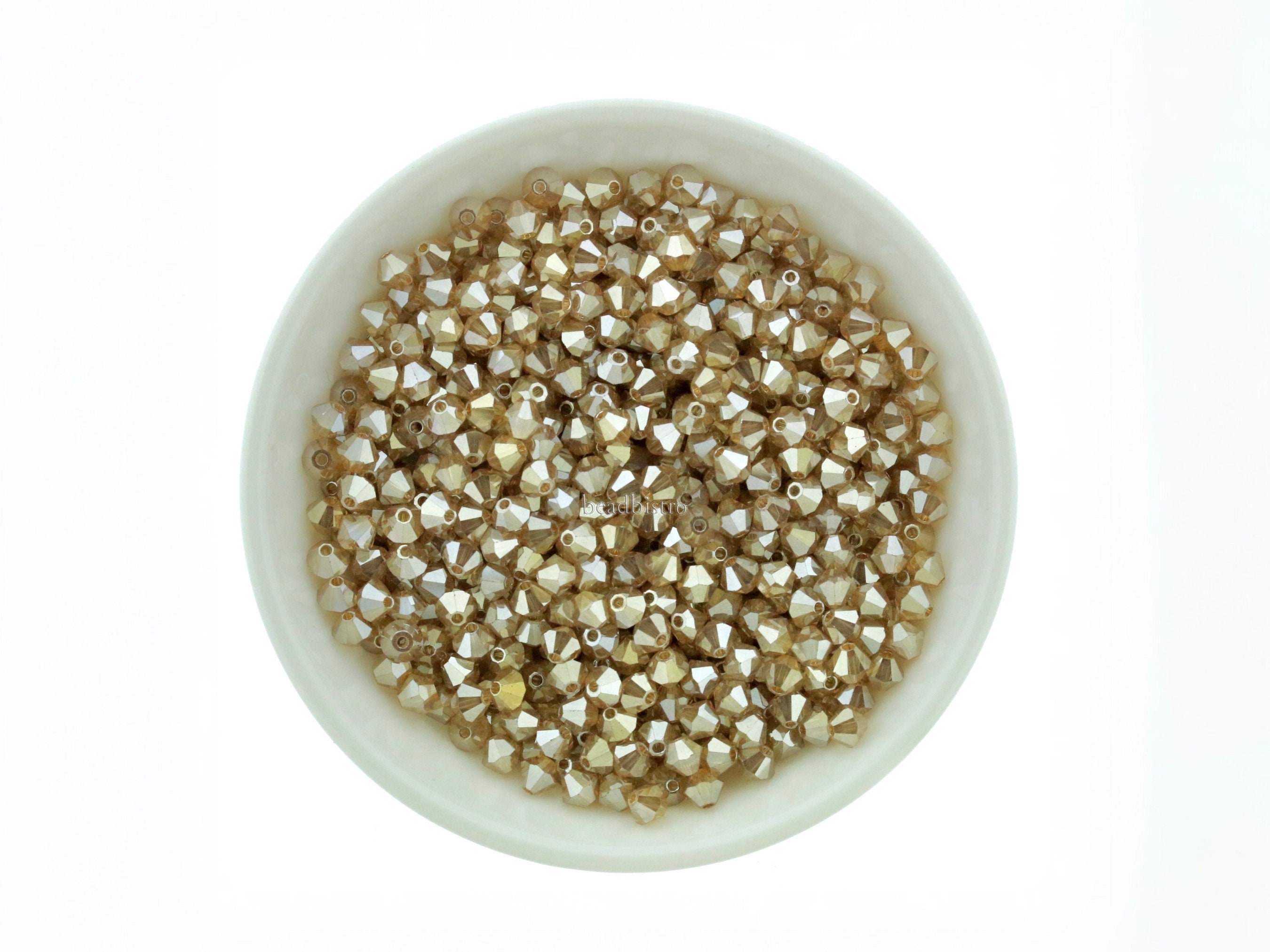Preciosa Bicones, Crystal Golden Flare, 3mm 4mm 6mm Bicones