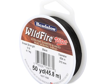 Beadalon® WildFire ULTRA Beading Thread, Black .004in (0.10mm) 50 Yard Spool, 9-Pound Test