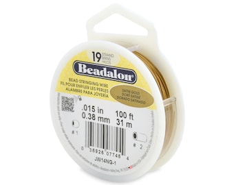 Beadalon 19 Strand Satin Gold, .015in Flexible Bead Stringing Wire, 100ft Spool