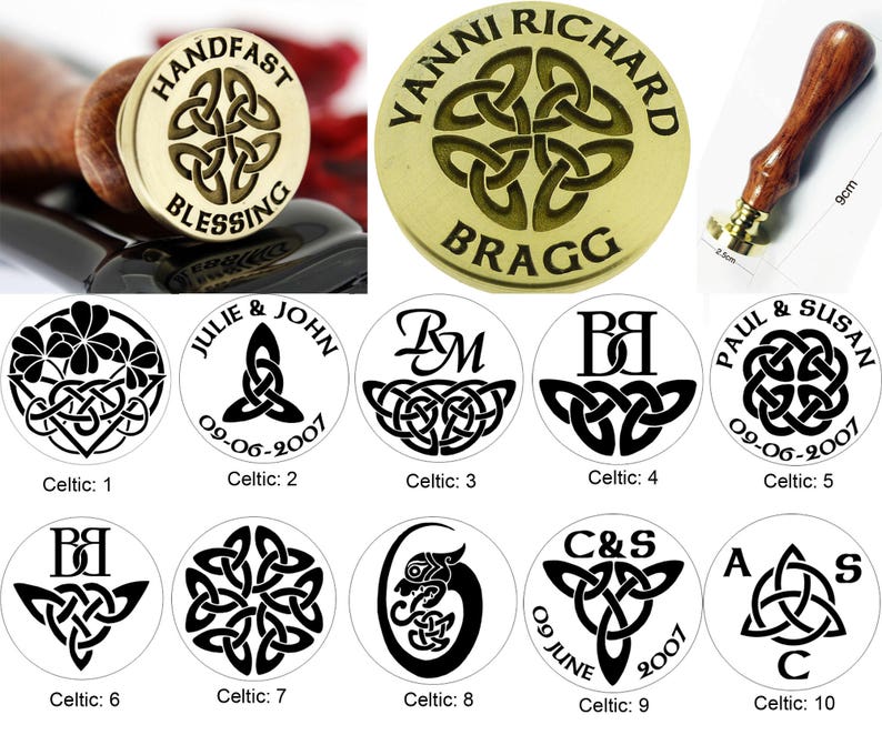 Personalized INITIALS Wax Seal Stamp Celtic Wax Stamp Etsy