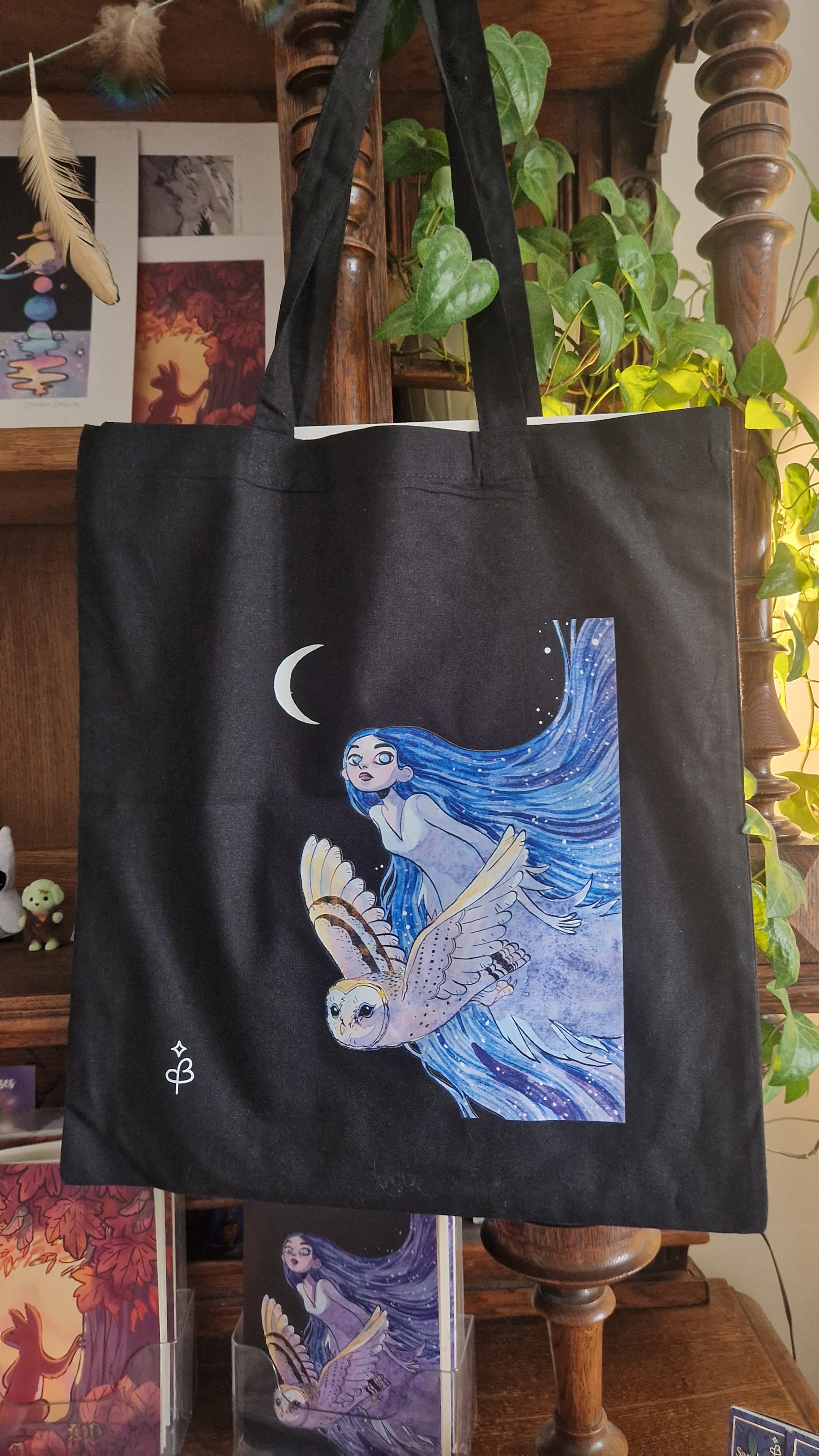 Tote Bag "Sorcière, Hibou et Lune"