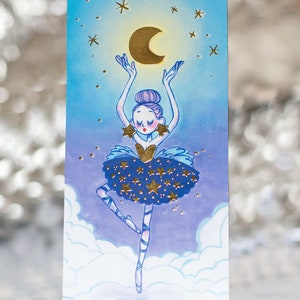 Carte ballerine et étoiles avec dorure