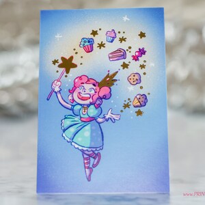 Carte postale avec dorure fée des cupcakes