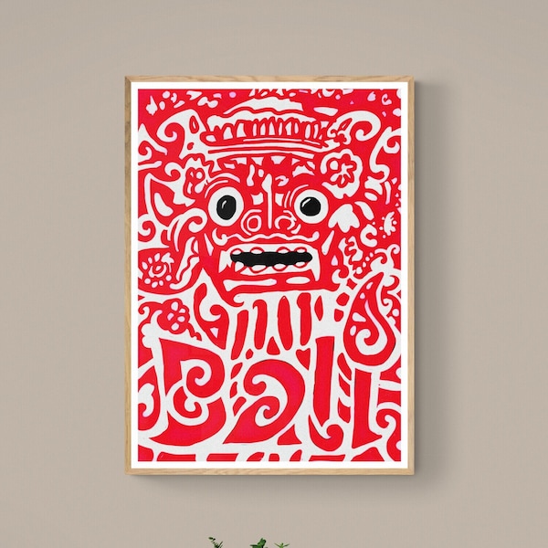 Print Painting | Download | Barong Bali | Indonesia Art | Digital Painting | Painting Printed | Decoration art | Minimalist art