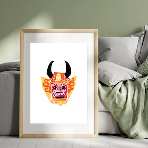 Bold Spiritual Fusion — Balinese Barong x Samurai Mythology
