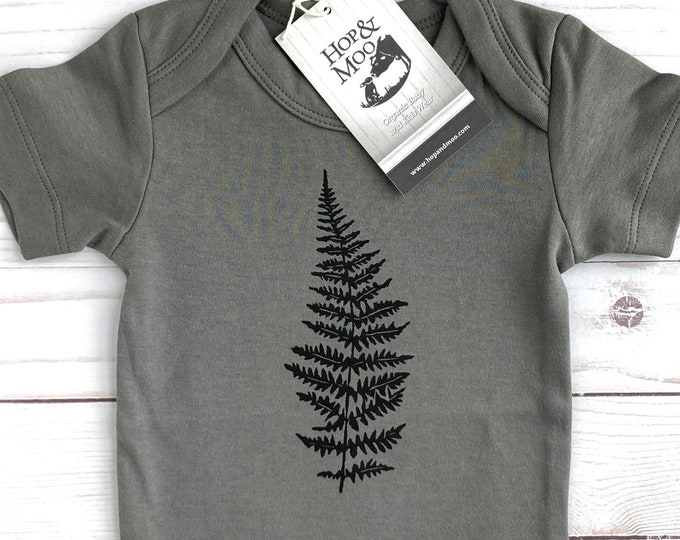 Featured listing image: More Colours! ORGANIC FERN Leaf -Nature- Camping- Baby Bodysuit/Romper/Shirt