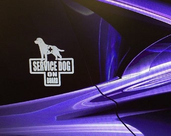 service dog on board- Service Dog Decals - light grey- 4.5"x5" - disability aid handicap alert medical service animal vehicle decal