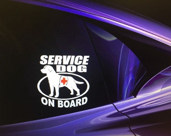 SERVICE DOG on BOARD- Dog Sticker- Aid Dog- Disability Dog- Alert Dog- Vinyl Decal - Vehicle/Window/Wall - great gift/ animal lover gift