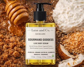 Gourmand Goddess Body Serum, Sweet Vanilla Body Oil, Dessert Fragrance Body Oil, Hydrating Skin Oil, Moisturizing Body Serum