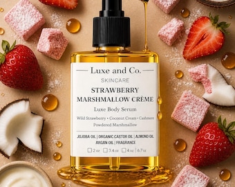 Strawberry Marshmallow Creme Body Serum, Hydrating Luxe Skincare Fragrance