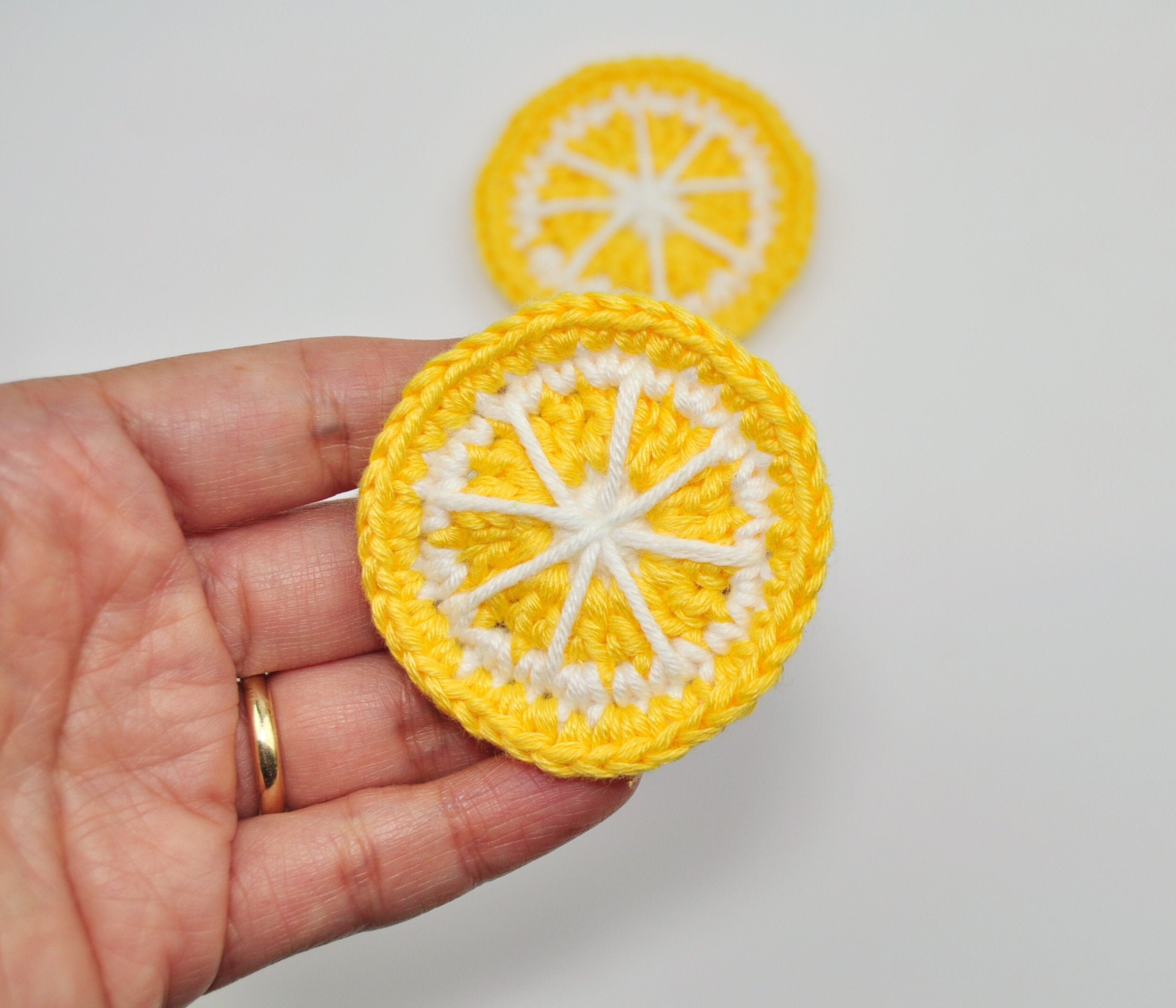 2 Pcs Lemon Crochet Applique Handmade Crochet Fruit Applique - Etsy
