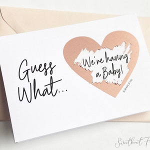 Scratch Reveal Card, Guess What Pregnancy Reveal Card, We're Having A Baby, Baby Announcement, Scratch Surprise Card