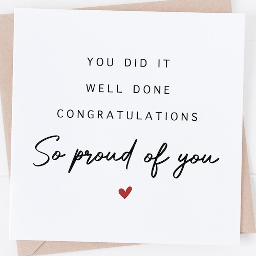 Well Done Card Congratulations Card Proud of You Card - Etsy UK