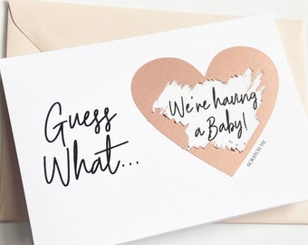 Scratch Reveal Card, Guess What Pregnancy Reveal Card, We're Having A Baby, Baby Announcement, Scratch Surprise Card