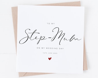 To My Step-Mum On My Wedding Day, Personalised Wedding Day Card, Card For Step-Mum, Wedding Day Gift