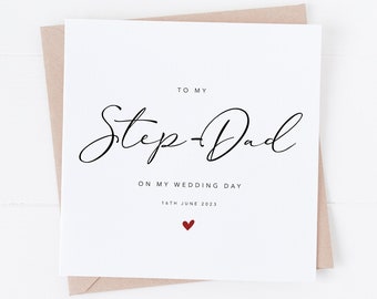 To My Step-Dad On My Wedding Day, Personalised Wedding Day Card, Card For Step-Dad, Wedding Day Gift