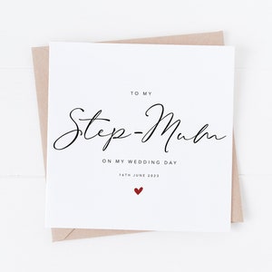 To My Step-Mum On My Wedding Day, Personalised Wedding Day Card, Card For Step-Mum, Wedding Day Gift