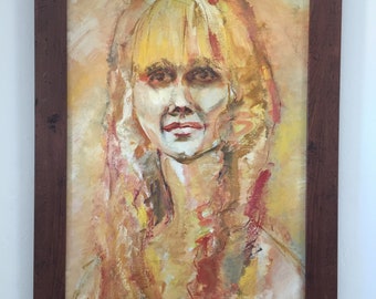 Audrey Freedman Impressionist Oil Painting Portrait of Woman Framed