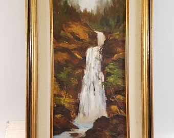 Original Acrylic Painting of Waterfall Signed by Artist Legas