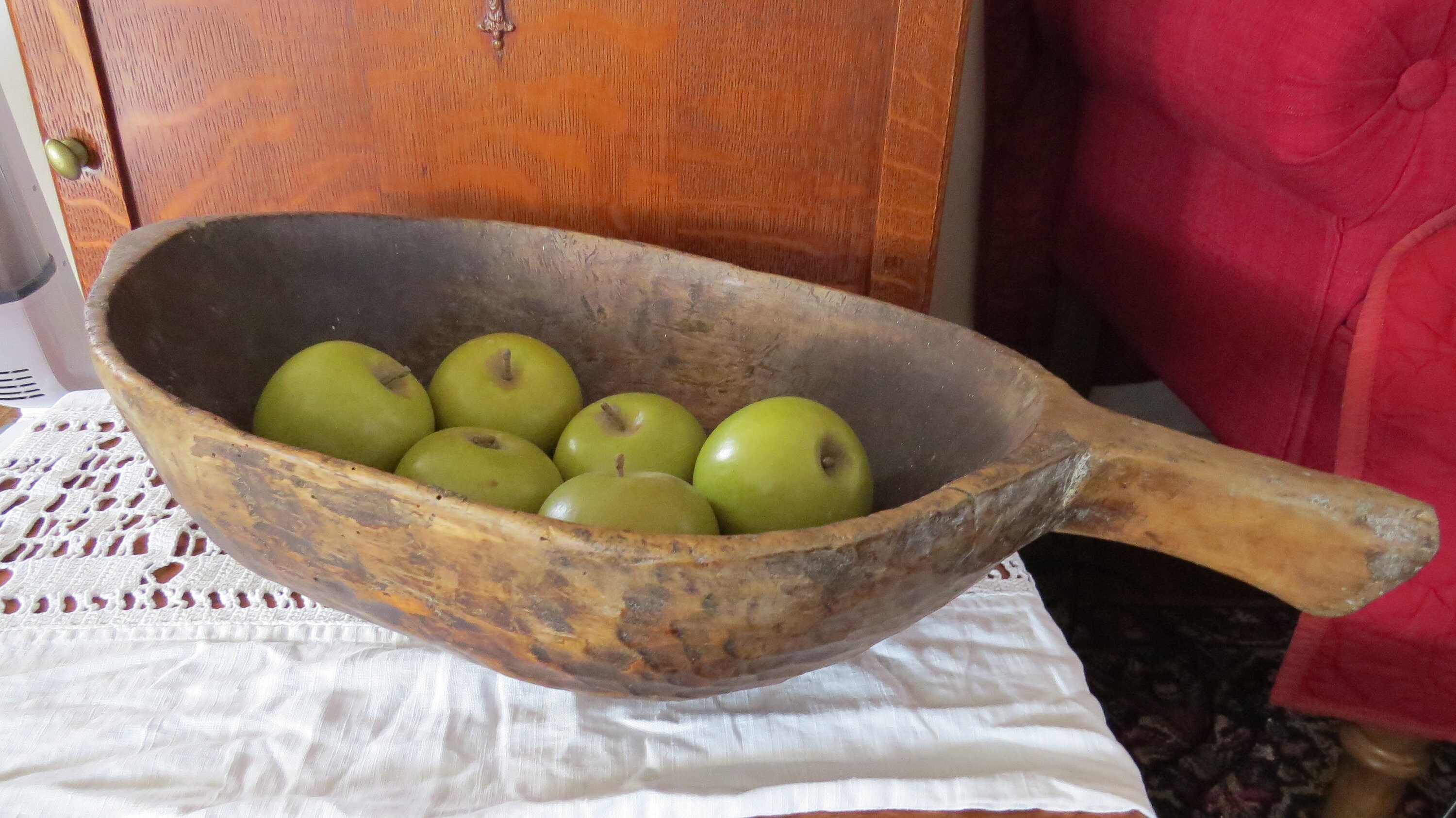 Antique Rustic Primitive European Oval Round Wood Handled Dough Bowl Antique Rustic Primitive European Oval Round Wood Handled Dough Bowl Bread Trencher Trough Handmade Hand Carved Carving