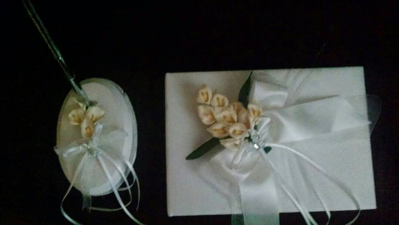 2 pcs Callas lilly/'s Guest book and handle pen wedding set