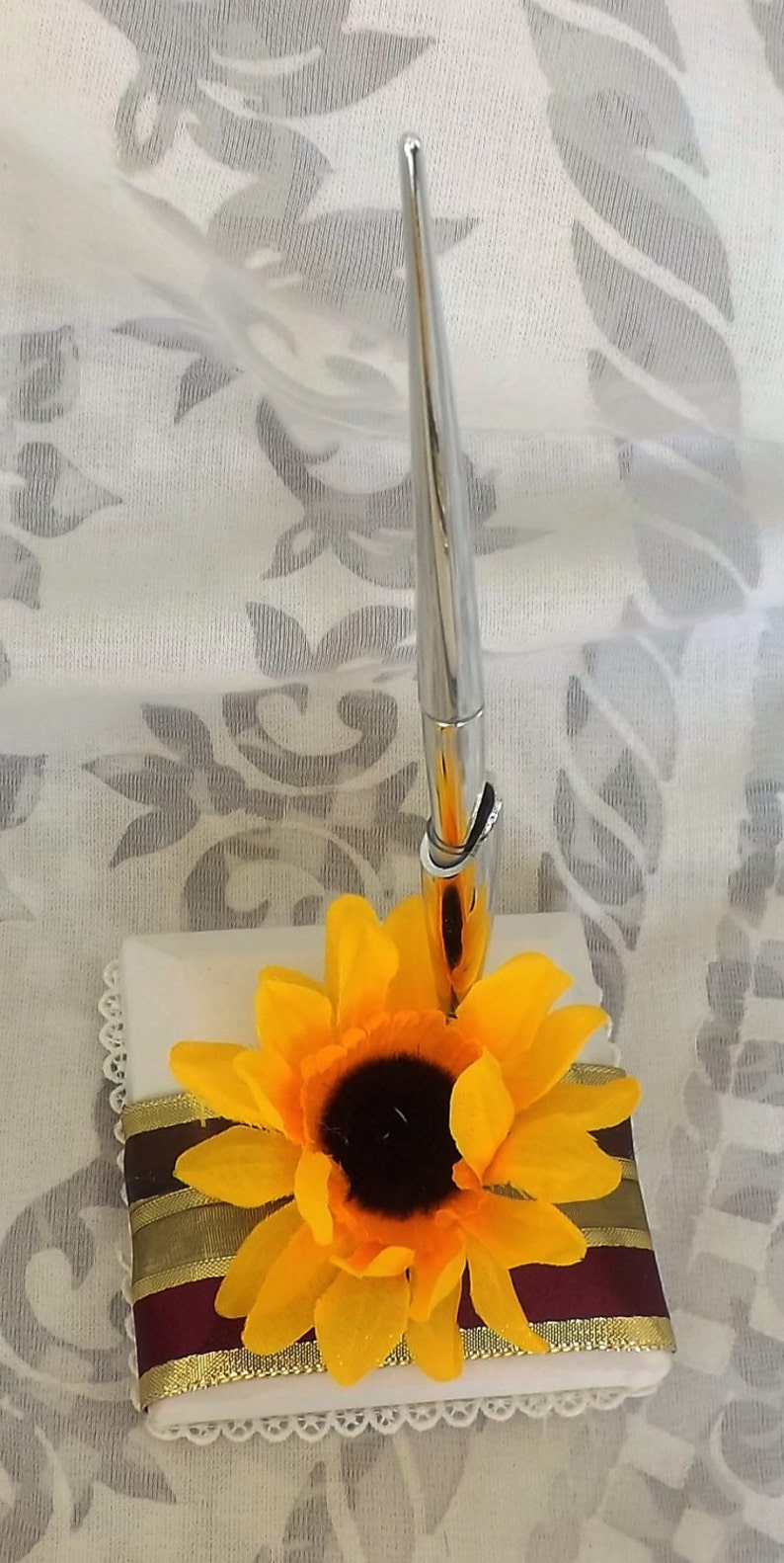 Sunflowers Guest Book and Pen Wedding Set 2 Pcs With Ribbon Etsy