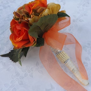 wedding bridal bouquet burnt orange roses