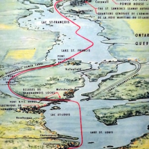 Carte picturale de la Voie maritime du Saint-Laurent (laminée, c. 1959)