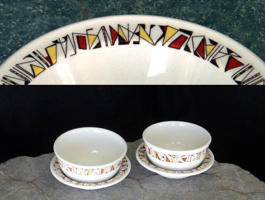 2 Small Soup Bowls and 2 Plates Set Steelite fanfare by Royal Doulton