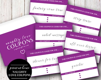 Printable Naughty Love Coupons, Instant Download, Adult Love Tokens, Love Vouchers, Printable Valentines Gift, Love IOU's, Gift for Him