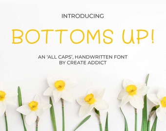 Handwritten Font, Modern Typeface, INSTANT DOWNLOAD, All Caps Font, Handwritten Typography, Fun Lettering, Retro Font