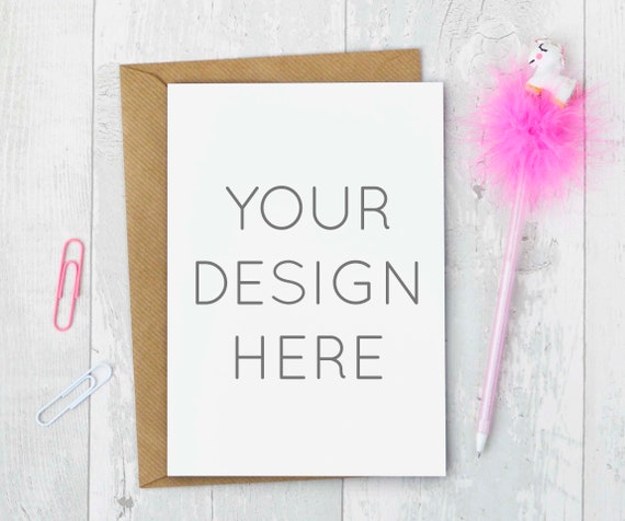 Download A5 Greetings Card Mockup Unicorn Themed Card Mockup Girly Etsy