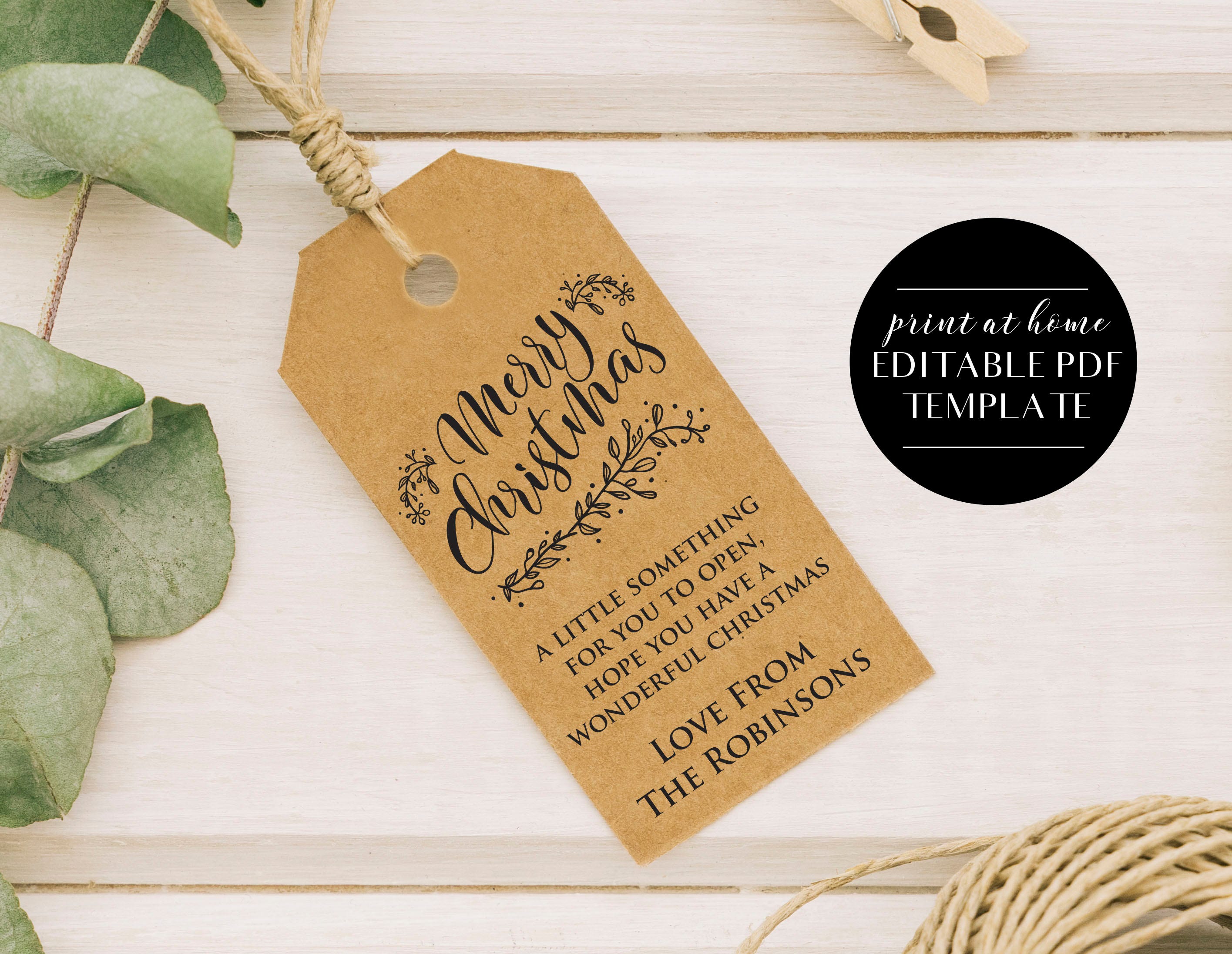 Printable Christmas Tags Editable Tag Templates INSTANT