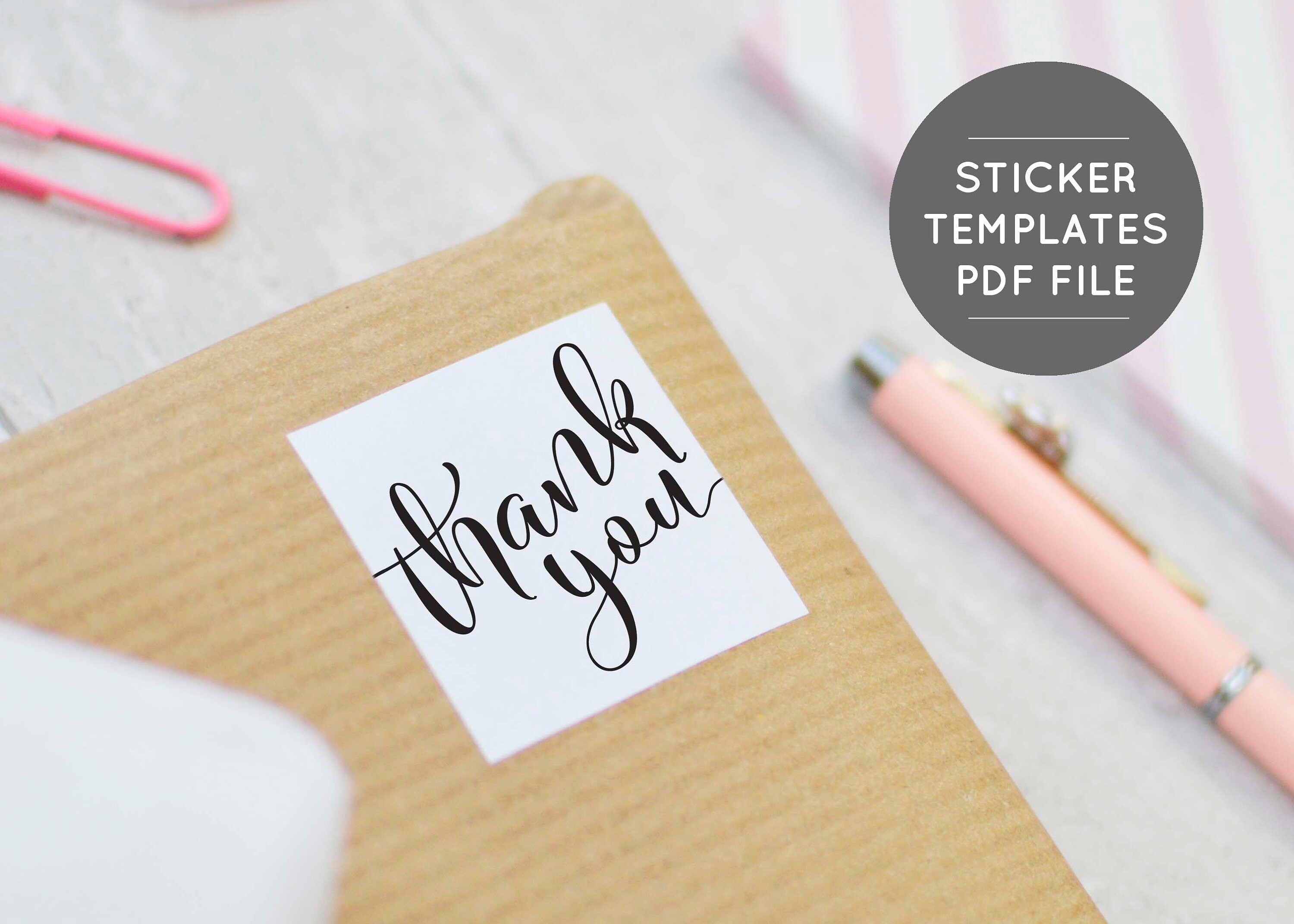 printable thank you stickers instant download thank you etsy