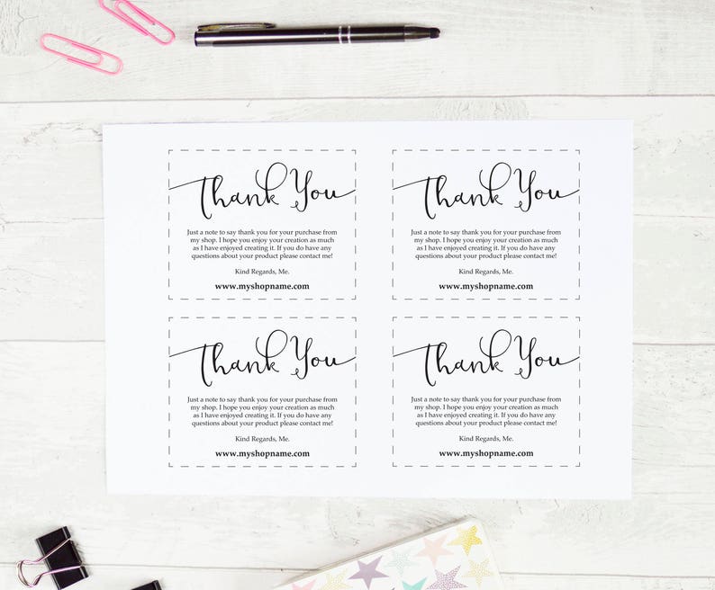 Etsy Shop Thank You Cards INSTANT DOWNLOAD Etsy Sellers Etsy