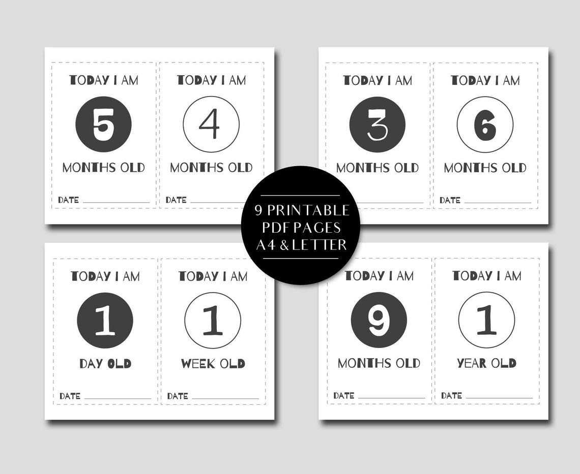 Printable Baby Milestone Cards INSTANT DOWNLOAD Baby Age Etsy