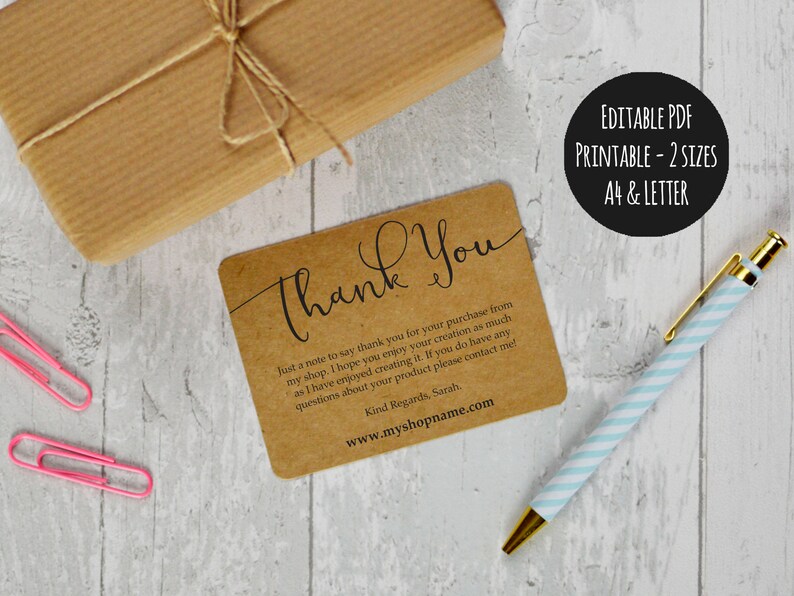 Etsy Shop Thank You Cards INSTANT DOWNLOAD Etsy Sellers Etsy Australia