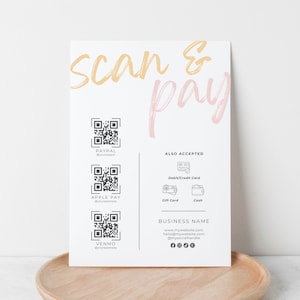 Bewerkbare Scan to Pay-teken, moderne zakelijke betalingssjabloon, winkeltekensjabloon, QR-betaalkaart, EMC0029