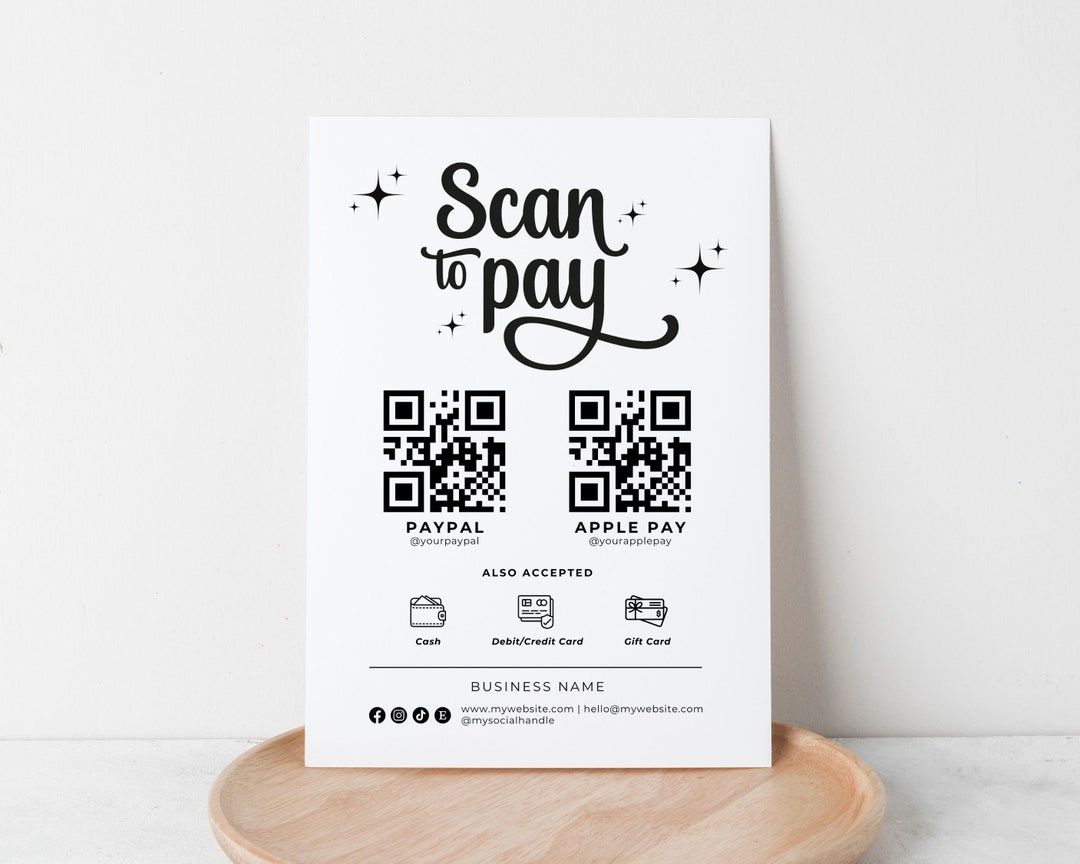 Signage Scan Pass Retro Scan to Pay Template, Business Payment Sign, Editable Shop ...