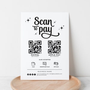 Retro Scan to Pay-sjabloon, zakelijk betalingsbord, bewerkbare winkelsignage, QR-code betaalkaart, EMC0013