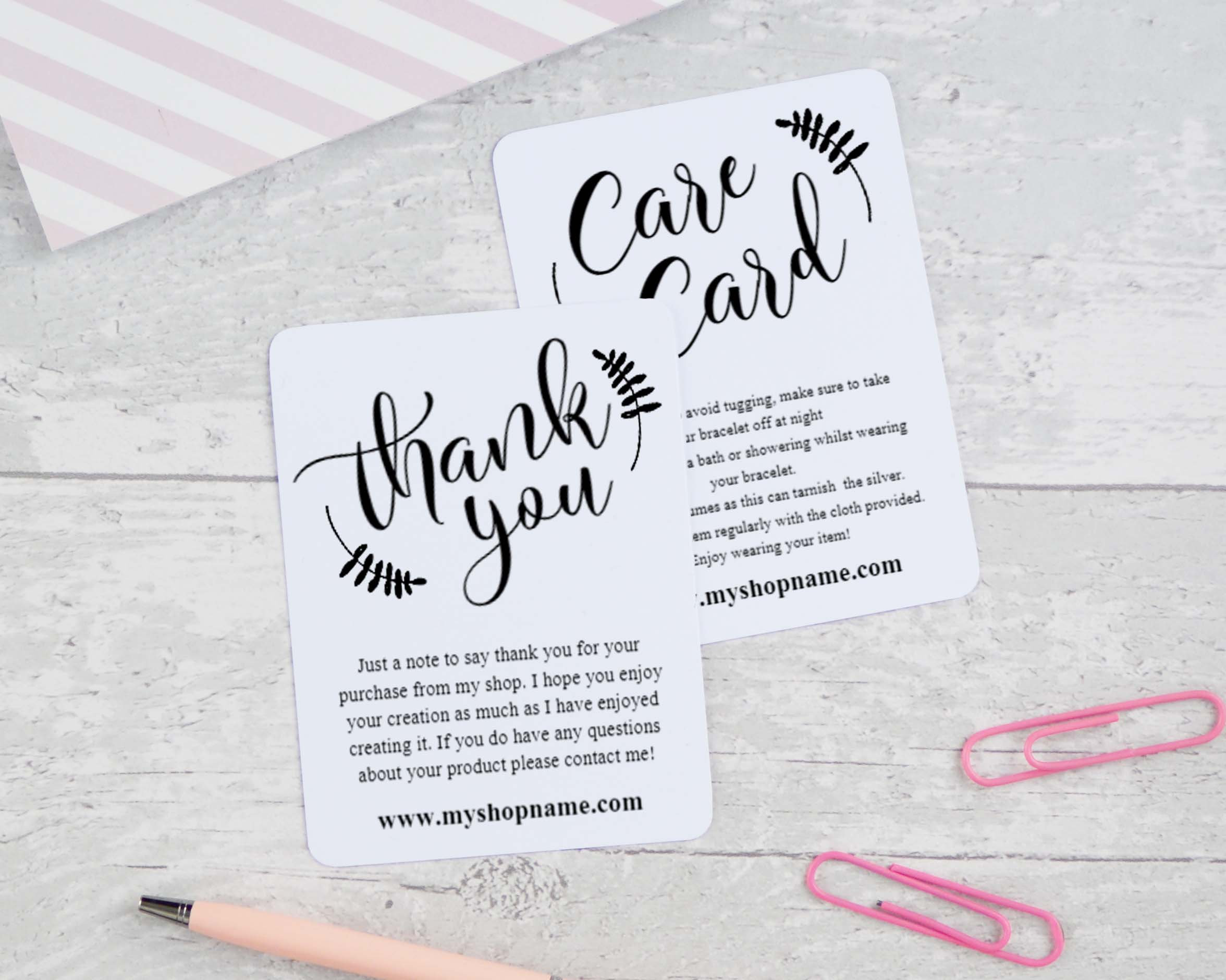 Set of Thank You and Care Card Templates INSTANT DOWNLOAD | Etsy