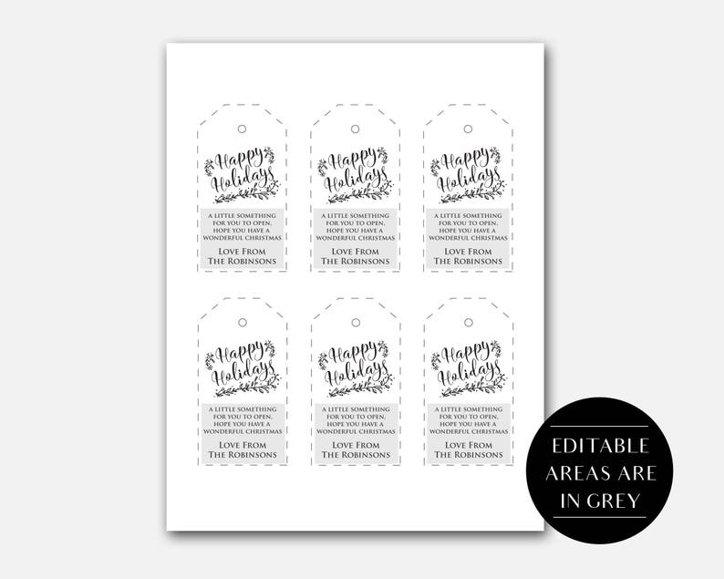 Printable Happy Holiday Tags Editable Tag Templates INSTANT - Etsy