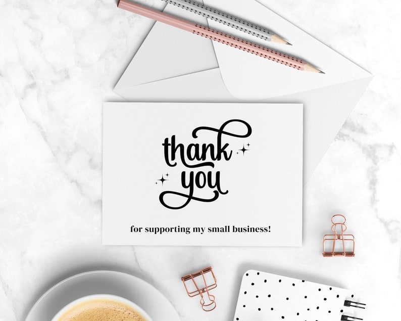 Retro Thank You Card Template Editable Business Insert Card - Etsy